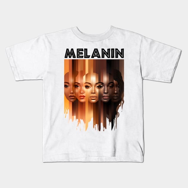 Melanin Shades Beauty For Women Kids T-Shirt by Merchweaver